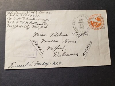 APO 654 METZ, FRANCE 1945 Censored WWII Army Cover 10th ARMORED Group APO 225 - Image 1 of 2