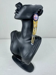 Orecchini pendenti vintage con perline confetti nativi americani lucite perline - Foto 1 di 7