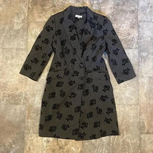 Calvin Klein Langarm Nadelstreifen Blazer Kleid mit Samt Rosen Gr. 8 - Bild 1 von 7