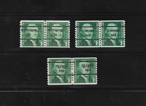 MNH Bureau Precancels: #1299a; 1c Prom. American Coil Gap Pairs; 3 Diff. Cities - Picture 1 of 1