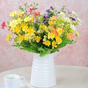 Artificial Daisy Flowers 6 Assorted Colors Bunches Silk Faux Home Decor - Picture 1 of 3