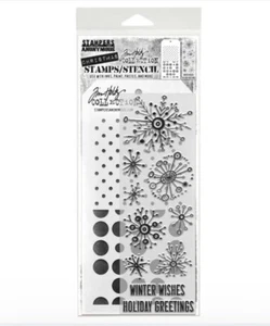¡Nuevo! Juego de estampillas y plantillas TIM HOLTZ Stampers Anonymous RETRO FLAKES THMM185 - Imagen 1 de 6