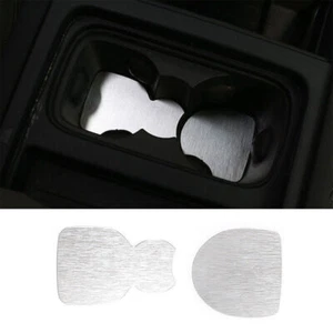 Console Interior Front Water Cup Pad For Defender 110 2020-2022 Silver Aluminum - Picture 1 of 9