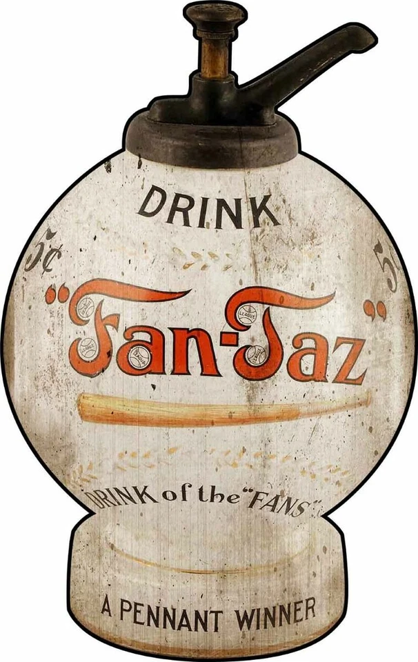 FAN TAZ SODA POP BASEBALL SYRUP JAR 24" HEAVY DUTY USA METAL ADVERTISING SIGN - Image 1 of 1