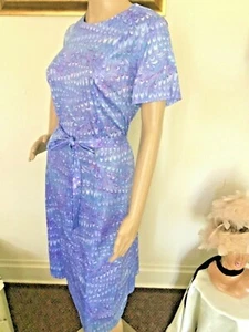 70's Vintage Lavender Pink Psychedelic Splatter Shift Dress Jacket Set - Picture 1 of 9