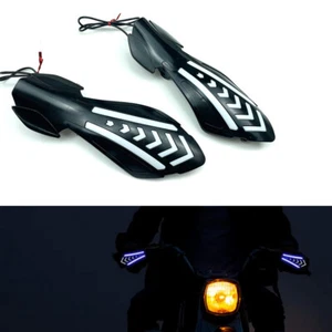 Motorcycle Handlebar Hand Guard Handguard LED Turn Signals Daytime Running Light - Foto 1 di 8