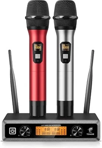TONOR TW820 Wireless Microphone System - 2 Mics - 200ft Range - Red - Bild 1 von 9