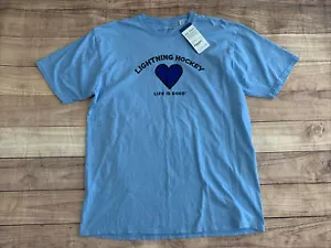 Men's Life Is Good Tampa Bay Sports Short Sleeve Hockey Shirt Top Sz Large NEW - Picture 1 of 4