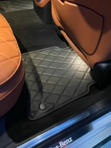 Black Diamond Eco Leather Floor Mats fit W223 Mercedes Benz S500 S580 S680 S63 - Picture 1 of 5