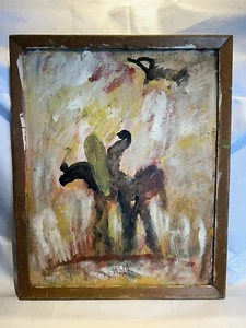 Tolles Purvis Young signiertes Original Gemälde gerahmt "Person auf Pferd und Ladung"  - Bild 1 von 5