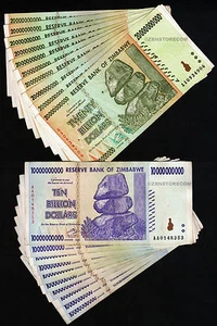 50 Billion 20 Billion 100 Million Dollars Zimbabwe Banknotes 2008 Authentic COA - Picture 1 of 4
