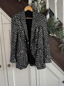 Size 12 sequinned Black / Silver Blazer River Island cost £110 - Picture 1 of 10