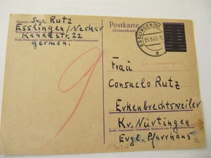 Aufbrauchsgabe Franz. Zone P B 808 (Antwortkarte) auf P 302A gest. - Bild 1 von 2