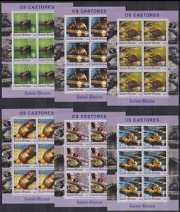 ST122P6. Guinea-Bissau - Estampillada sin montar o nunca montada - Animales - Castores - 2003 - Hojas de 6 - Imagen 1 de 1