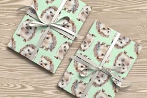 Hedgehog Gift Wrap – Cute Watercolour Hedgehog Wrapping Paper for Birthdays W80 - Picture 1 of 48