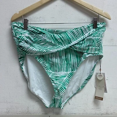 Calia Women's Swim High Rise Twist Front Bottom Small Palm Green WSA22401PRT - Image 1 of 4
