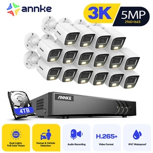 ANNKE HD 16CH DVR 5MP Color Night Security Camera System Outdoor Audio Recording - Picture 1 of 31