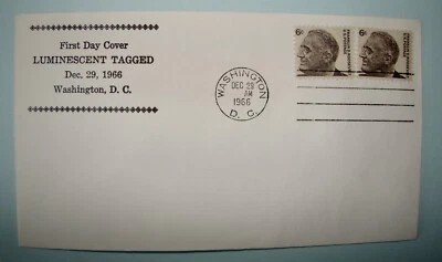 FDC #1284a 1966 6c Roosevelt combo etiquetado luminiscente con #1284 edición sin etiquetar Foto 1 de 2