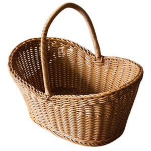 Woven Storage Basket Shelf Basket Egg Basket Snack Holder with Handle UK - Picture 1 of 12