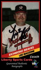 Leo Mazzone 1988 CMC AAA authentic autographed card Richmond Braves