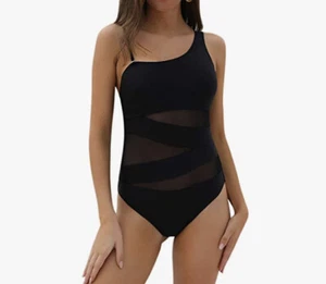 Blooming Jelly Women's Sexy One Piece Bathing Suit Swimsuit Large, Black - New - Picture 1 of 8