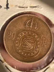 1869, World coin, Brazil, Pedro II, 20 Reís 1869, Río de Janeiro - Picture 1 of 4