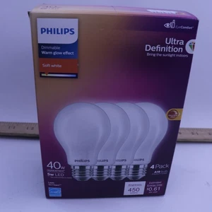(4-Pk) Philips Flicker Free Frosted Dimmable LED Light Bulb Soft White 450 Lumen - Picture 1 of 4