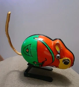 Tin Wind-up Toy FIPS - Vintage - Desert Jerboa metal mouse With Tail - Picture 1 of 5