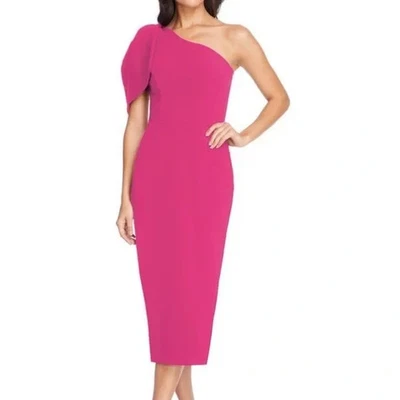 Vestido The Population Talla Pequeña Brillante Fucsia Tiffany Vestido Midi Un Hombro Foto 1 de 4