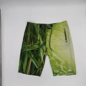 CandyGrind Board Shorts 34 Bamboo Print Swim Trunks Eco Recycled Green - Picture 1 of 5