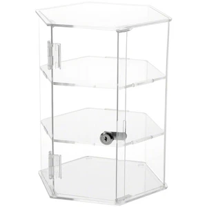 Estuche de Bloqueo Hexagonal Acrílico Transparente Plymor, 2 Estantes, 12" H x 9.5" W x 8.25" D - Imagen 1 de 1