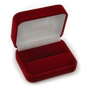 Caja de dos anillos de boda de terciopelo rojo de lujo - Imagen 1 de 6