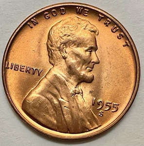 1955-S Uncirculated BU Red RD - Lincoln Wheat Cent ~ A850 - Picture 1 of 2