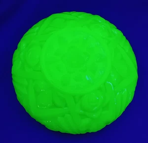 Vintage Art Deco Jobling Jadeite Tudor Rose Green Uranium Glass Bowl 1930s - Foto 1 di 8