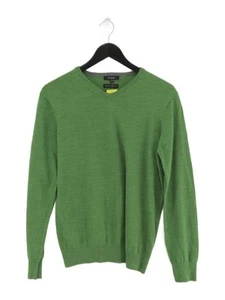 Linea Men's Jumper M Green 100% Wool V-Neck Pullover - Picture 1 of 5