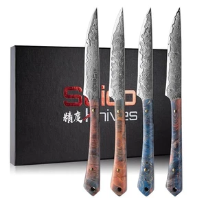 Cuchillos para carne de acero Damasco Kaze VG10 - 4 piezas borde recto con madera maciza... - Imagen 1 de 6