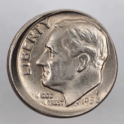1980 10c off Center Full date Roosevelt Dime Mint Error Coin E224 - Image 1 of 2