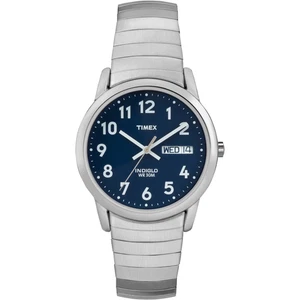 Reloj informal Timex para hombre fácil lectura día-fecha plateado/azul 35 mm, correa de expansión - Imagen 1 de 3