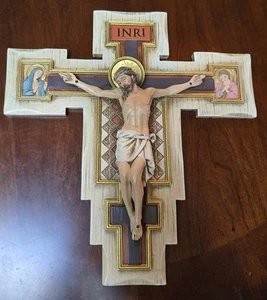12" x 11 Inch Crucifix Resin Jesus Christ Religious Wall Statue Figurine Mary - Picture 1 of 11