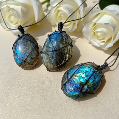Natural Labradorite Pendant Healing Meditation Reiki Necklace for  Women Men - Image 1 of 3