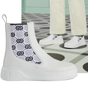 BOTAS GUCCI CUERO BLANCO GG SUPREME JERSEY BOTÍN $1,120 talla 41 11 - Imagen 1 de 22