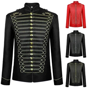 Contemporary Mens Medieval Jacket Steampunk Parade Coat Drummer Cosplay - Picture 1 of 40
