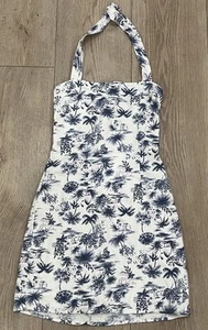 Abercrombie & Fitch Beach Tropical Print Halter Dress Linen Mini Beach Size XS - Picture 1 of 6