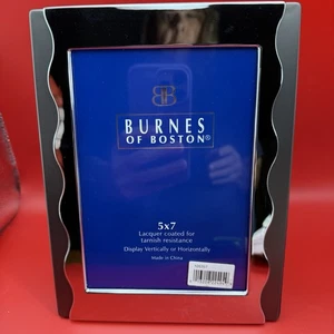 Wavy Silver/Metal Table Top Picture Frame By Burnes Of Boston 5x7 New - Picture 1 of 4