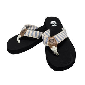 Yellowbox gestreifte Denim-Flip-Flops SANDALEN Damen 8 M neu ohne Karton SCHÖNER LOOK - Bild 1 von 12