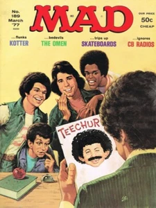 MAD #189 March 1977 USA HUMOR MAGAZINE cover JOHN TRAVOLTA (WELCOME BACK KOTTER) - Picture 1 of 1