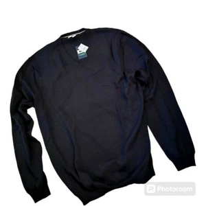 Luxuriöser Joseph Abboud extrafeine Merinowolle V-Ausschnitt Herren Pullover 2XL schwarz - Bild 1 von 7