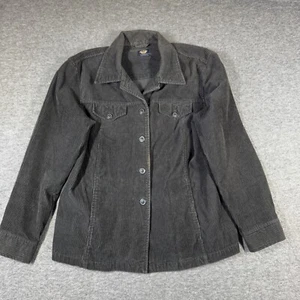 Vintage 90s Dockers Wide Wale Corduroy Button Shirt Mens Large L Black Thick - Picture 1 of 11