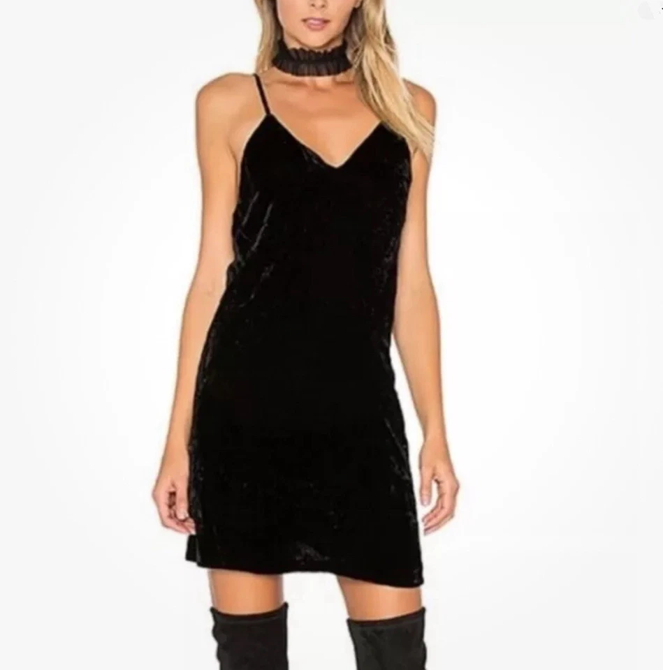 Mini VESTIDO ALICIA + OLIVIA 0 Negro Terciopelo Triturado Sin Mangas Festivo Cóctel Año Nuevo Foto 1 de 4