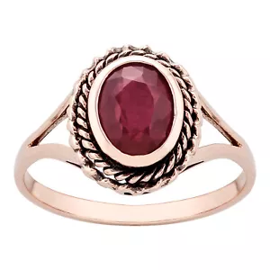 10k Rose Gold Vintage Style Genuine Oval Ruby Split-Shank Ring - Picture 1 of 5